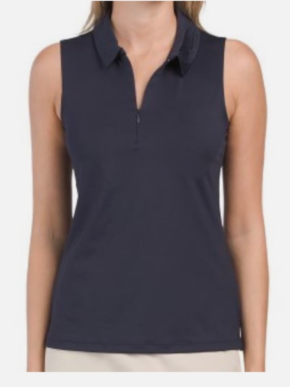 Tommy Bahama Navy Sleeveless Zip-Front Polo Tank